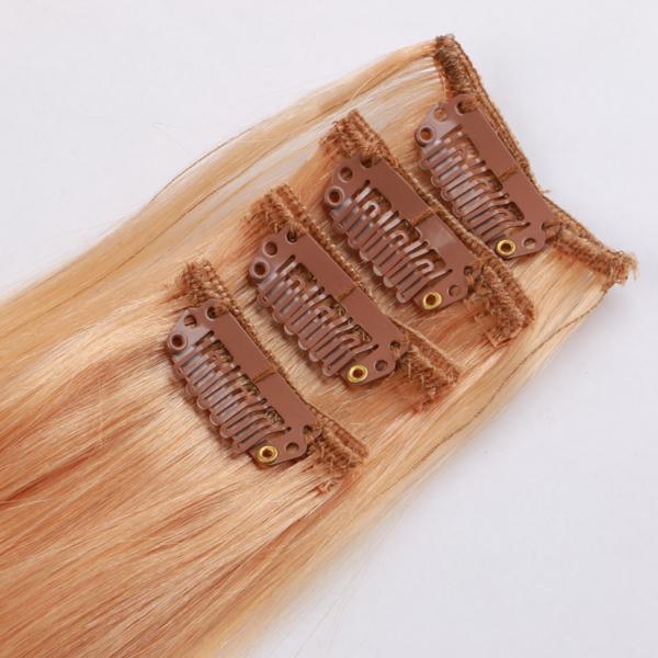Real Human Hair Clip in Extensions with customer logo packing JF100